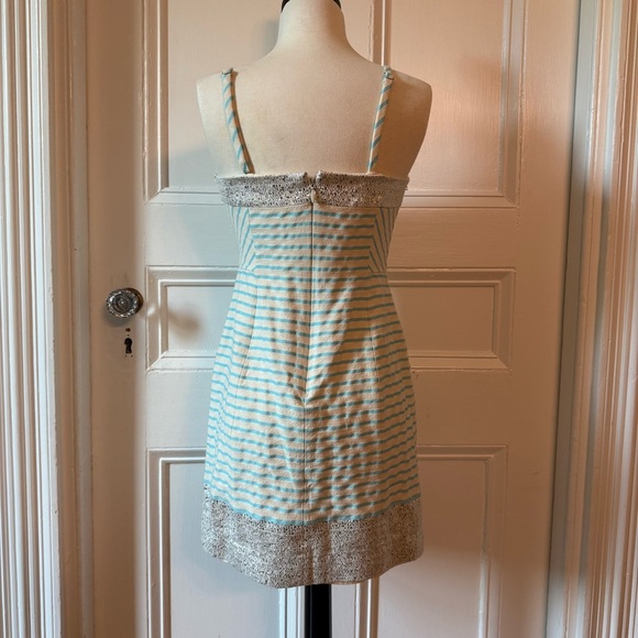 Lilly Pulitzer Women Remi Dress Blue Horizon Bayview Stripe 4 Metallic Strapless - Picture 4 of 16